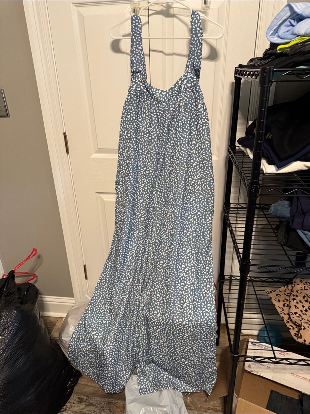 Blue & White Printed Overalls